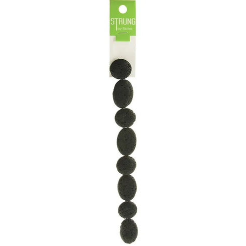 Lava Stone Round & Flat Oval Strung Beads